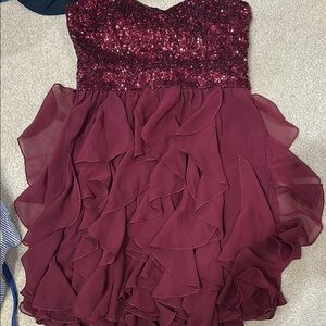 Windsor Red Sequin Tiered Cocktail Dress